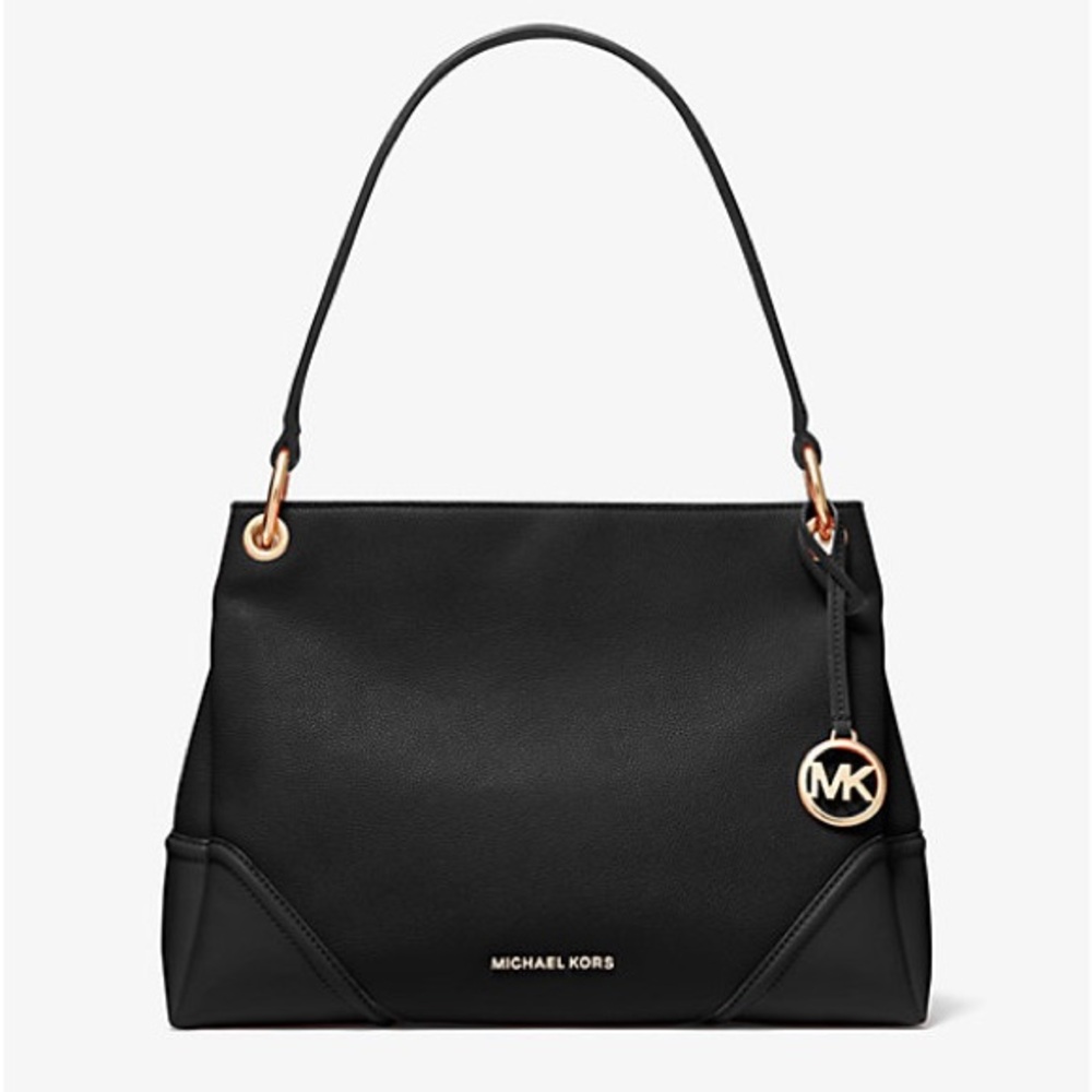 Michael Kors Nicole Black Pebbled Leather Shoulder Bag
